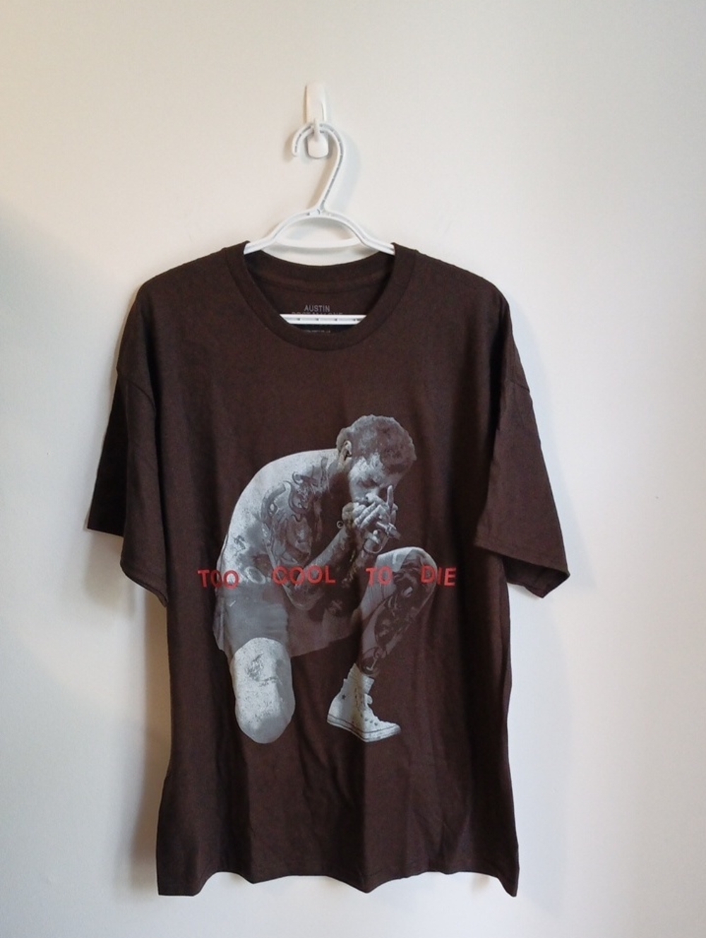 Post Malone  Austin  Too Cool To Die Crew Neck T-Shirt - Brown XL Deadstock